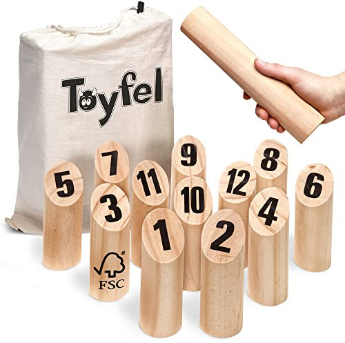 Toyfel Tölky Indoor & Outdoor Wurfspiel aus Finnland – Schweden Schach aus FSC® Holz – Lustiges Holzwurfspiel Garten Outdoor Spielzeug für Kinder & Erwachsene