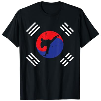 Cadeaux de Taekwondo cool pour enfants, hommes, femmes, garçons, drapeau de la Corée du Sud T-Shirt
