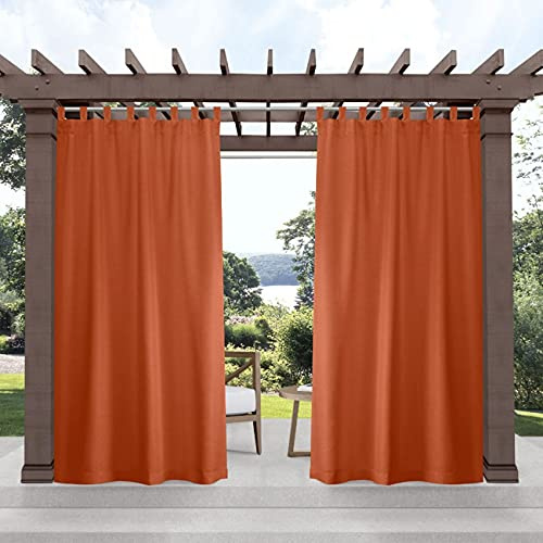 Exclusive Home Cabana - Panel de Cortina sólido para Interiores y Exteriores con pestaña Superior de Velcro, 54 x 96 Pulgadas, Naranja meca, Juego de 2