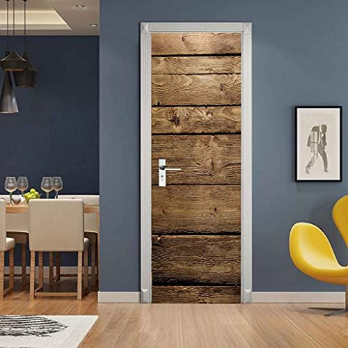 KFEOEA 3D Türaufkleber Für Innentüren Selbstklebend 88X200Cm Vintage Nostalgisches Holzbrett Diy Tür Aufkleber Wandbild Wandaufkleber Tür Kunst Poster Badezimmer Schlafzimmer Hauptdekoration Aufkleber