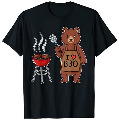 Bär Barbecue de jardin avec inscription « I Love BBQ Bearbecue Koch Grill » T-Shirt