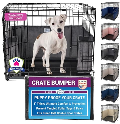Pet Dreams Dog Crate Bumper - Patented Comfy Liner & Dog Tail Protector for Inside Crate, Fits iCrate Cages 18, 24, 30, 36, 42, 48 Inches (Grey, Medium, 30)