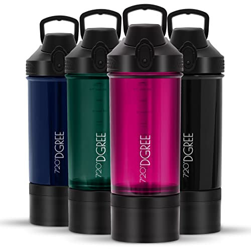 720°DGREE Fitness Shaker uberShaker - 550ml - Premium Mezclador Proteínas con compartimento para polvo - Sin-Fugas, Sin-BPA - Vaso agitador para batidos proteínas cremosos, gimnasio, entrenamiento