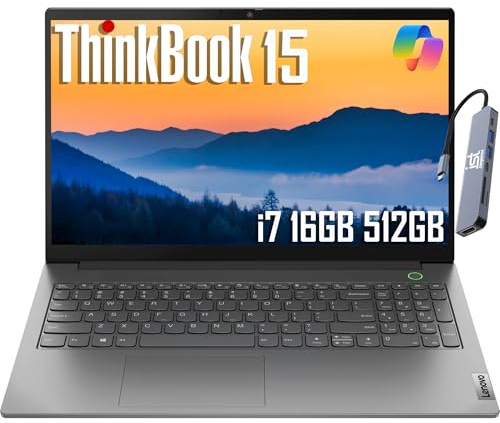 Lenovo ThinkBook 15 Gen 4 Business Laptop (15.6 FHD, 12th Gen Intel 10-Core i7-1255U, 16GB RAM, 512GB SSD), 1080p Webcam, Fingerprint, IST SD Card, Wi-Fi 6, Ethernet, Win 11 Pro, Grey - 2024