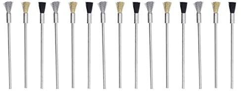 Tyenaza 15 Pezzi Spazzola Metallica, Diametro del Gambo di 3 mm, Piccole Spazzole Metalliche, Spazzola In Ottone, Lucidatura, Strumento Rotante, Filo di Acciaio, Spazzola per la Pulizia
