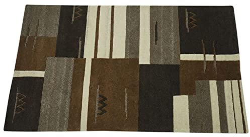 Nepal Teppich 100% Wolle Handgeknüpft Grau Compatible with Braun 90X160 cm Orientteppich N763