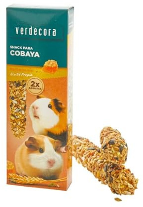 Verdecora Barritas para Roedores | Snack para Hamster, Conejos, cobayas | Completa su alimentación | Aporta energía | Entretiene a tu Mascota (para Cobaya, Miel y Huevo)