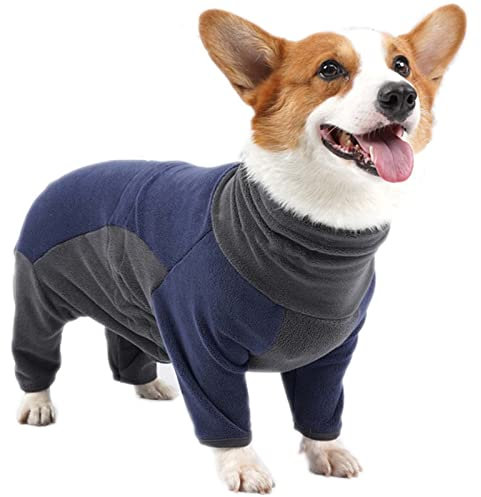 DHGTEP Winter Warmer Hundemantel, Weicher Hund Fleece Pullover, Hundepulli mit Beinen für kleine, mittlere, große Hunde, die wandern, Reisen und schlafen (Color : Blau, Size : L)