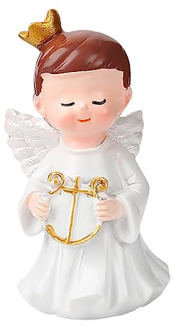 UPKOCH Ornement Ange en Résine Blanc pour Décoration de Gâteau D'anniversaire, Accessoire Créatif et Adorable pour Fête D'garçon et Filles ou Décoration de Voiture