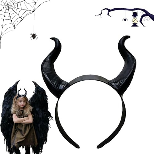 Xinlon Serre-Tête Cornes, Corne Diable Halloween, Devil Horns, Barrettes à Cornes pour Femme Fille pour Fêtes d'halloween Cosplay Carnaval Party Fêtes à Thème Spectacles (Noir)