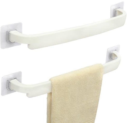 Belle Vous (2er-Pack) Kunststoff Handtuchhalter Ohne Bohren - 45 cm - Selbstklebende Handtuchhalter Wand für Badezimmer & Küche - Ohne Bohren
