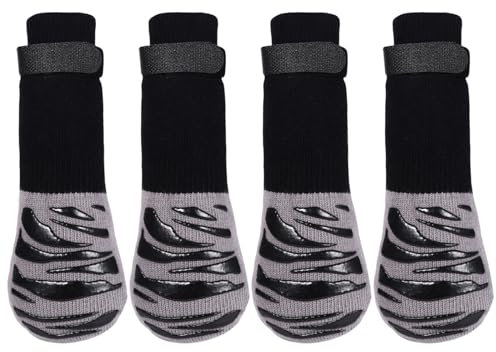 Avaner Pfotenschutz Hundesocken Anti Rutsch: Hunde Socken Schwarze Hundeschuhe für mittelgroße und große Hunde - Geeignet für Hartholzböden im Innenbereich