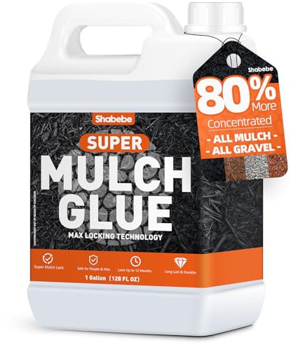 Shabebe Mulch Bond, 1Gallon Rock Glue for Landscaping Heavy Duty Gravel Binder & Stone Adhesive, Fast-Drying, Non-Toxic, Weather-Resistant, Strong Hold for Slopes, Walkways, Mulch Binder& Pine Straw