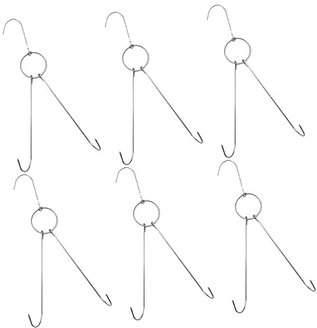 BUGUUYO Crochet à Viande En Acier Inoxydable 6 Pièces 24,5 Cm Double Crochet à Rôtir Pour Barbecue Et Séchage Compatible Toutes Viandes Fumage Cuisson