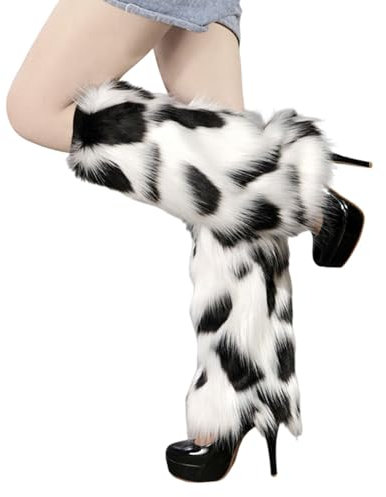 Duohropke Damen Kunstpelz Plüsch Beinwärmer Flauschige Fell-Beinstulpen Fuzzy Fußabdeckung 1 Paar Beinwärmer Stulpen Legwarmers Warme Socken Stulpen Warme Abdeckung Stiefel