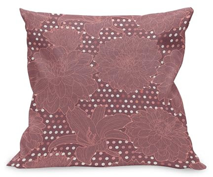ABAKUHAUS Chrysantheme Kissenbezug, Lily Blumen auf Tupfen Schönheit Petals Wachstum auf Tupfen, Kissenhülle mit Reißverschluss Beidseitiger Druck, 60 x 60 cm, Getrocknete Rose Blasser Kastanienbraun