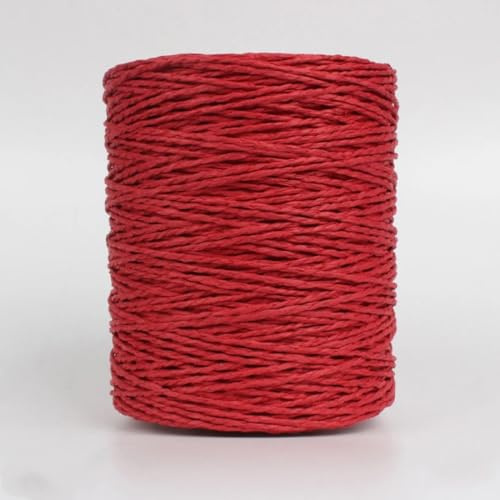 Natürlicher Bast, Strohseil, Garn, Bastelpapier, Faden, Band, Handwerk, Häkeln, Sommerhut, Tasche, Korb, Strickschnur für DIY-Dekoration, Geschenkverpackungen (280 m, Rot)