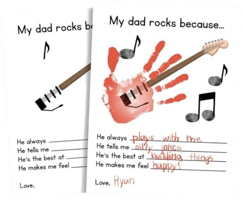 CJ&M Vatertag Musik Handabdruck Geschenk | Handabdruck für Kinder | Lehrer und Eltern Ressourcen | Basteln für Vor-K und Kindergartenkinder | Vatertag Handabdruck Andenken Kunst