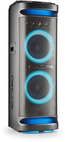 NGS Wild Space 3 - Altavoz Portátil, Compatible con tecnología Bluetooth, True Wireless Stereo, Subwoofer + Doble Tweeter, Micro SD/USB/AUX IN, Ruedas, Color Negro