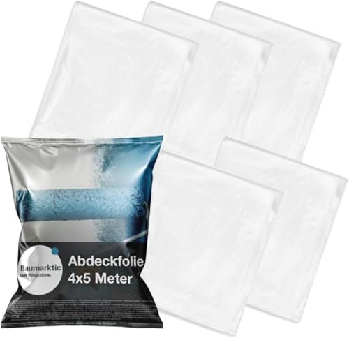 6x Malerplane 4x5 meter - Abdeckfolie - transparent & extra stark - als Malerfolie & Malervlies - Abdeckplane für Umzug & Renovierung