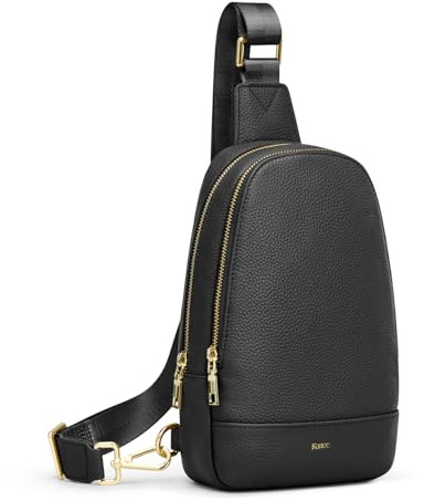 Kattee Leder-Schultertasche für Damen mehrere Fächer Umhängetasche weiche Brusttasche Gürteltasche