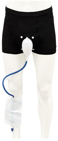 Collecteur d'urine masculin, sac d'urine en silicone réutilisable, taille élastique, dispositif de cathéter externe portable pour homme avec deux sacs d'urine de 500 ml réutilisables,small