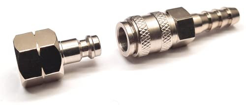 Delta-P BBQ Quick Release Gas Coupler - Brass with Nickel Plating - 1/4 BSP Left Hand Thread & 8mm Hosetail