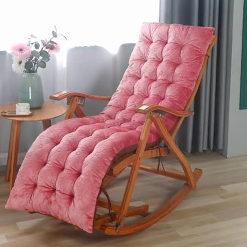 Schaukelstuhl Sitzauflage, Hochlehner Auflage Mit Bändern, Universell Stuhlkissen for Hochlehner Niedriglehner Gartenstuhl(Pink,155 * 47cm)