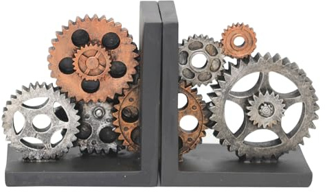 Fuikupe Buchstützen mit Vintage-Radzähne, Buchstützen Steampunk, Dekorative Buchstützen, Buchregal-Enden für Enthusiast der mechanischen Industrie
