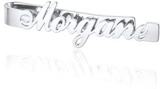 Zysta Personalisiert Krawattenklammer mit Gravur Edelstahl Name Krawattenklammer Hochzeit Tie Clip für Männer Herren, Silber/Gold/Schwarz (Silber)