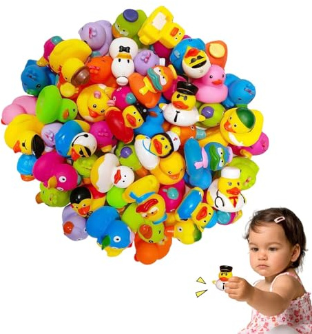 Anatre, anatre piccole - anatroccoli assortiti da 50 pezzi, anatre in per bagno con borsa per il trasporto, , giocattolo da bagno per bambini, set da spiaggia estiva per la classe