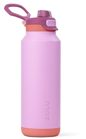 ZULU Powerfill Pro 40oz Stainless Steel Water Bottle with Quick Fill Lid, Triple Walled Vacuum Insulated Metal, Leak Proof Locking Lid, Sip and Chug, Reusable BPA Free, Sherbert