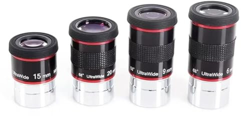 Fangxuee Ultra-Weitwinkel-Okular mit 68 Grad, Uw6mm, 9mm, 15mm, 20mm, Planeten-Hochleistungsteleskop, Zubehör für Astronomische Teleskope