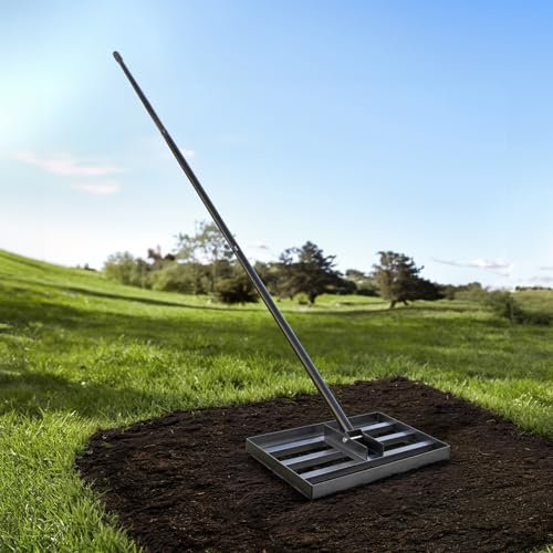 Warmiehomy Garden Rake Lawn Leveling Rake 43*25.4 CM, Leaf Rake For Gardening With 198CM Adjustable Handle, Heavy Duty Effort Saving Lawn Leveling Tool Yard Leveler For Soil, Grass, Golf Field
