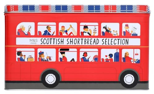 M&S Scottish Shortbread Selection, All Butter and Chocolate, London Bus Tin, 500g