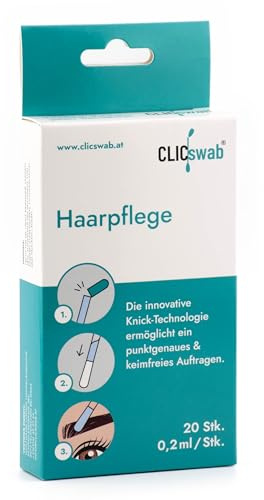 CLICswab® Haarpflege, Haarwuchsserum für Augenbrauen – Fördert das natürliche Haarwachstum von Augenbrauen, Stärkt und pflegt mit natürlichen Inhaltsstoffen, Für vollere Augenbrauen, 20 Stk.
