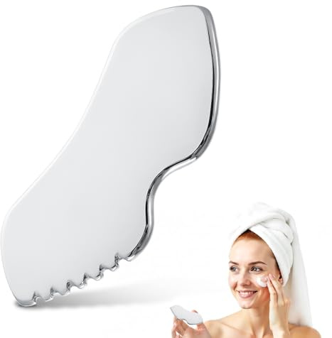 Edelstahl Gua Sha Stein Gesichtsmassage Werkzeug Professionelle Gua Sha Therapie für Gesicht Hals und Körper Lymphdrainage Massagegerät Straffung der Gesichtsverjüngung Schönheitspflege Geschenk