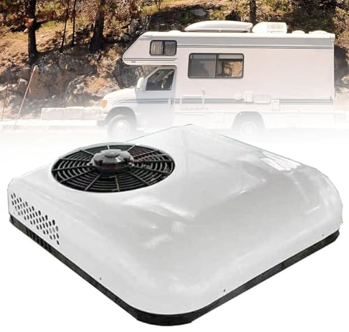 RayGenius Climatiseur De Toit pour VéHicules De Loisirs, Climatisation De Parking 12v/24v pour Minivans, Climatiseur De Camping-Car pour VéHicules De Loisirs, Camion-Camion, Excavateur.,12VDC-White