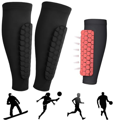 Hshenjhu 1 Paire Protege Tibia, Protege Tibia Skis Matériau Antidérapant et Respirant, Skis Shin Guards Structure en Nid d'abeille, Protection Tibias Ski Petit, Ski, Escalade, Escalade, Cyclisme