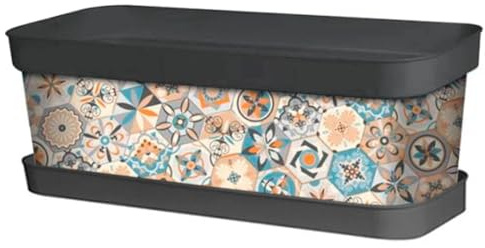Acan Tradineur - Jardinera de plástico con Plato, Modelo Hydraulic, Polipropileno, Tiesto, macetero, Recipiente para Plantas, Fabricada en España (Antracita - 50 cm)