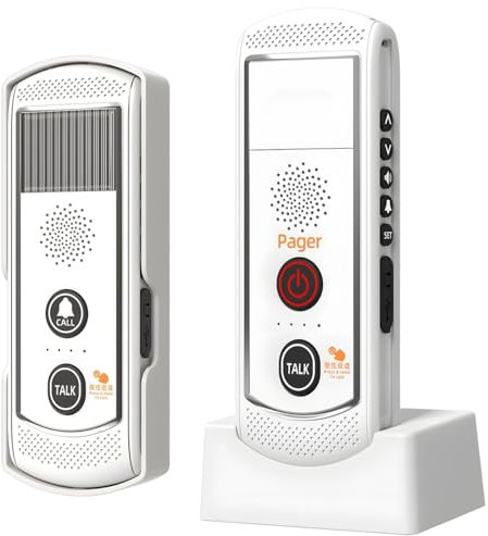 Sonnette Interphone Solaire Sans Fil Longue Portée Blanc avec Boutons Noirs Supporte 16 Connexions Charge USB Idéal pour Maison et Bâtiment