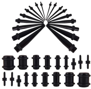 SAFIGLE 36pieza Accesorios para Expansión de Orejas Perforación de Pabellón Auricular Dilataciones de Oreja Expansores para Tapones para Perforación para Kit Dilatadores y Kit