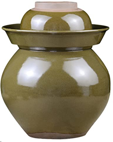 MYXJX pickling jars, Ceramic Jar With Lid,Traditional Chinese Fermentation Kit Crock With Water Seal Airlock Lid, Fermentation Jar for Pickles(4KG)