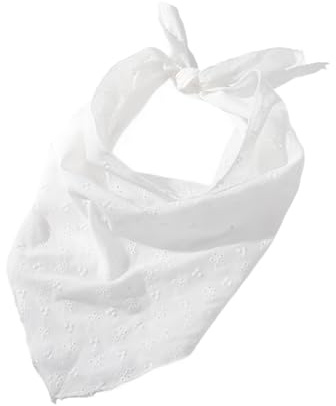 AMZNEVO Women's Elastic Headband Hair Bandana, White Black, Eyelet Embroidered Head Kerchief Scarf, 2 Pack, One-Size