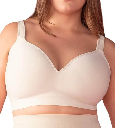 Conturve Wireless Push Up Bra with Support Sweetheart Bras for Women, Full Coverage Seamless Bralette + Extra Extender Beige