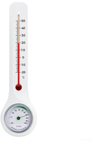TDCuizent Termómetro higrómetro montado en la pared para interiores y exteriores, medidor de humedad de plástico ABS, visualización analógica, operación en casa, oficina, jardín, laboratorio, rango de