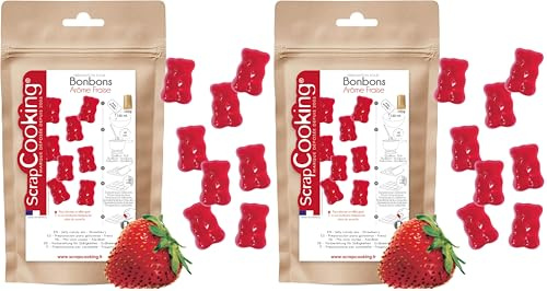 ScrapCooking - Préparation Bonbons Fraise 100 g - Préparation Sucrée pour Réaliser Bonbon Maison - Mix pour Bonbons Oursons & Gummies - Anniversaire, Enfants - Coloris Rouge - 8542 (Lot de 2)