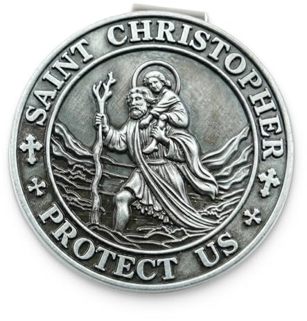 Heiliger Christophorus Auto, Clip Sonnenblende für Auto, Sankt Christophorus Medaille Zinklegierung Sonnenschutzclip Geschenke für Neuen Fahrer Freunde und Familie passend für alle Fahrzeugtypen