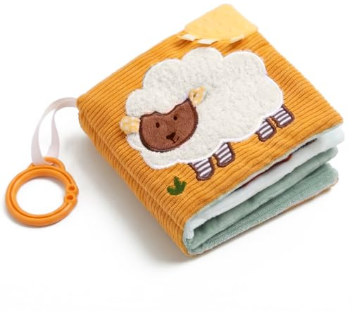 let's make Baby sensorisk tygbok, babyleksak från 0 3 6 12 månader – interaktiv boksprakbok med spegel, barnvagnsleksak baby, gåva, pojke, flicka (får-tygbok)