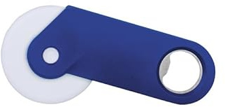 ONE SHOP Tagliapizza con Apribottiglie in Metallo e Plastica ABS Rotella pizza 2-in-1 13x6,3 cm Utensile Cucina Pizza e Bar Personalizzabile per Regali Aziendali (10, Blu)